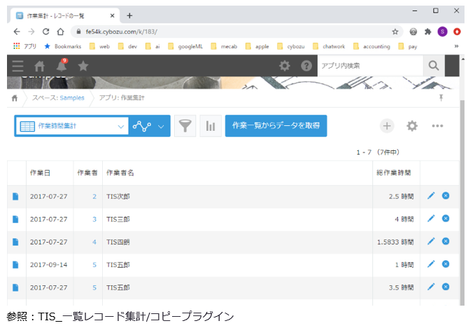 一覧レコード集計/コピープラグイン